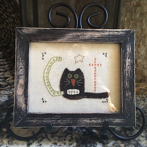 Framed Wool Applique CAT