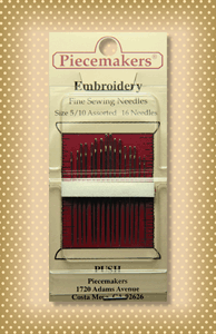 Piecemakers Embroidery Needles (asst. size 5/10)