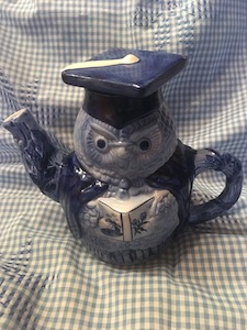Collectible DELFT BLAUW (Blue)  Handpainted Owl Teapot